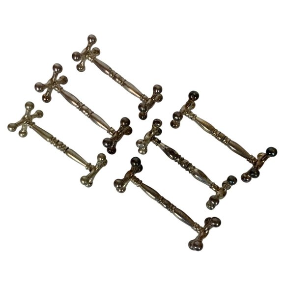 Vintage Silverplate Knife Cutlery Rests Set Of 6 Dumbbell Style Unbranded - Picture 3 of 8